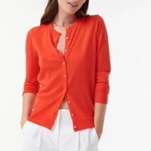 J. Crew Jackie Cardigan Sweater Women S Cotton Blend Orange Pearl Button down